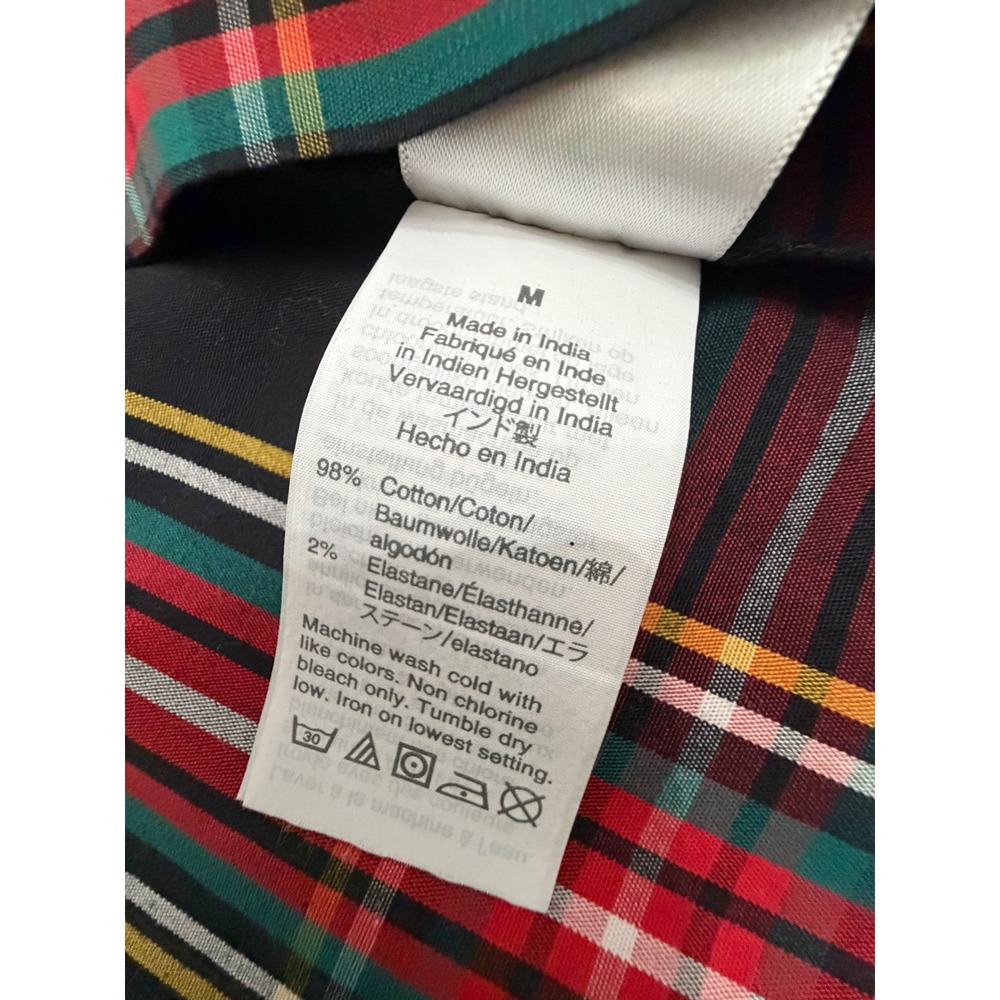 J.Crew Re-Imagined Plaid Button Down Shirt Womens Medium Red Green Navy Stretch - Picture 5 of 6